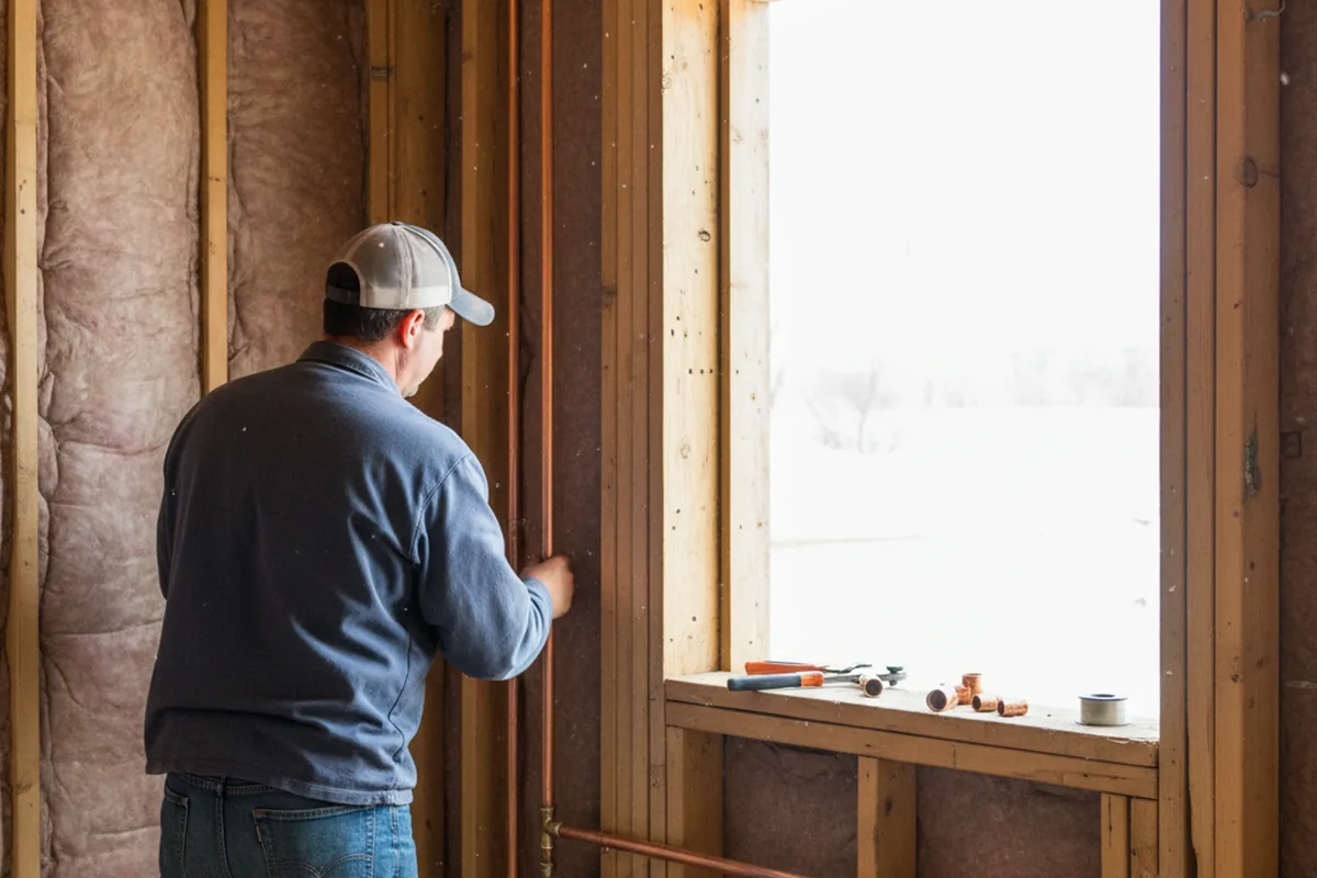 Licensed plumber running new copper supply lines in a Mc Donald home
