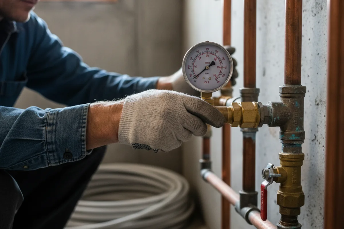 Pressure testing a repaired line during Water Line Repair in Mc Donald
